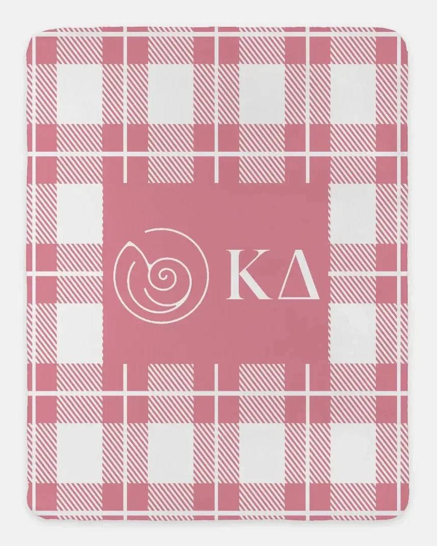 Kappa Delta XL 60x80 Plaid Sherpa Throw Blanket Active Pink
