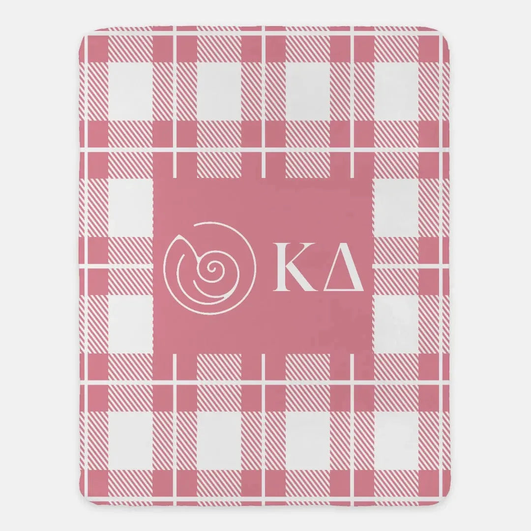 Kappa Delta XL 60x80 Plaid Sherpa Throw Blanket Active Pink