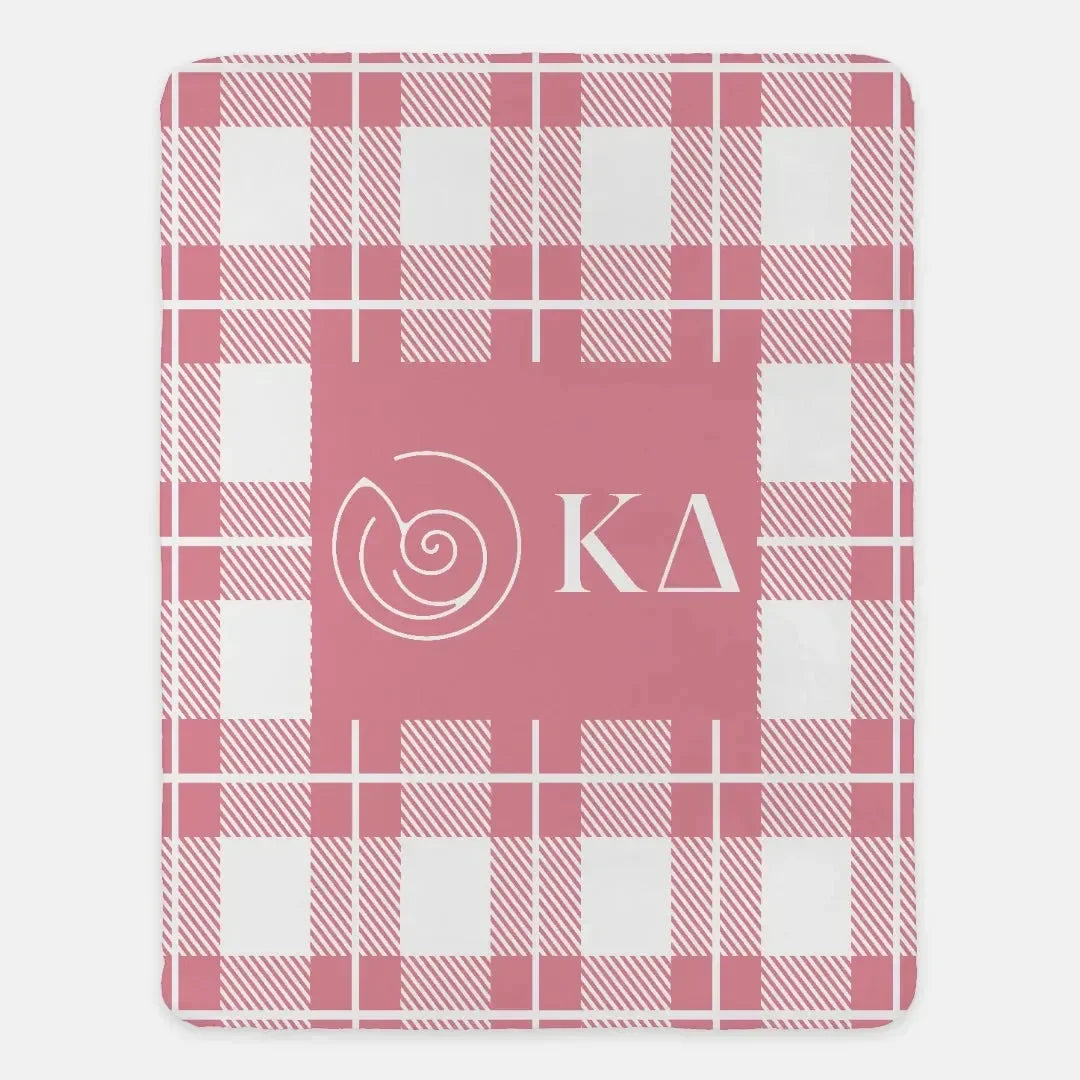 Kappa Delta XL 60x80 Plaid Sherpa Throw Blanket Active Pink