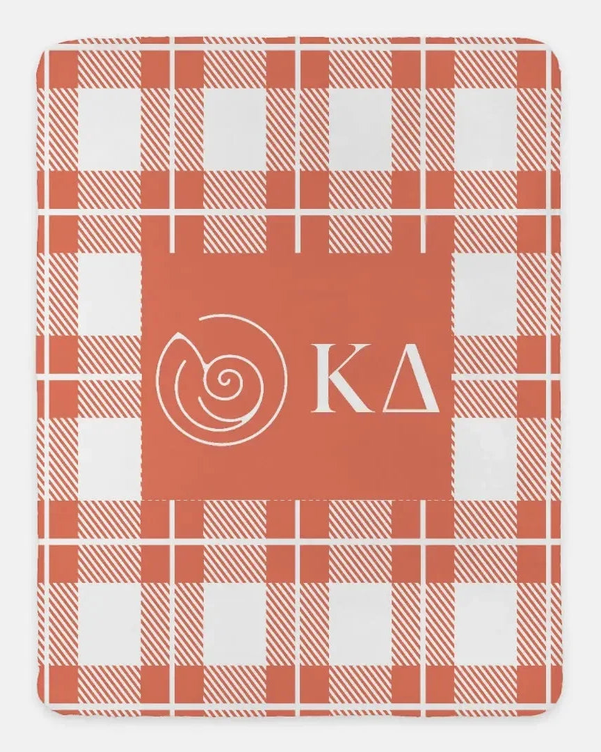 Kappa Delta XL 60x80 Plaid Sherpa Throw Blanket Confident Coral
