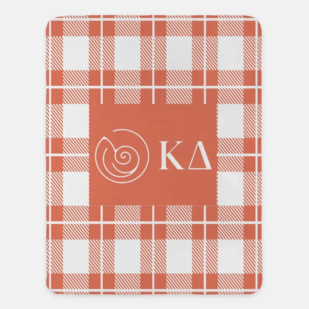 Kappa Delta XL 60x80 Plaid Sherpa Throw Blanket Confident Coral