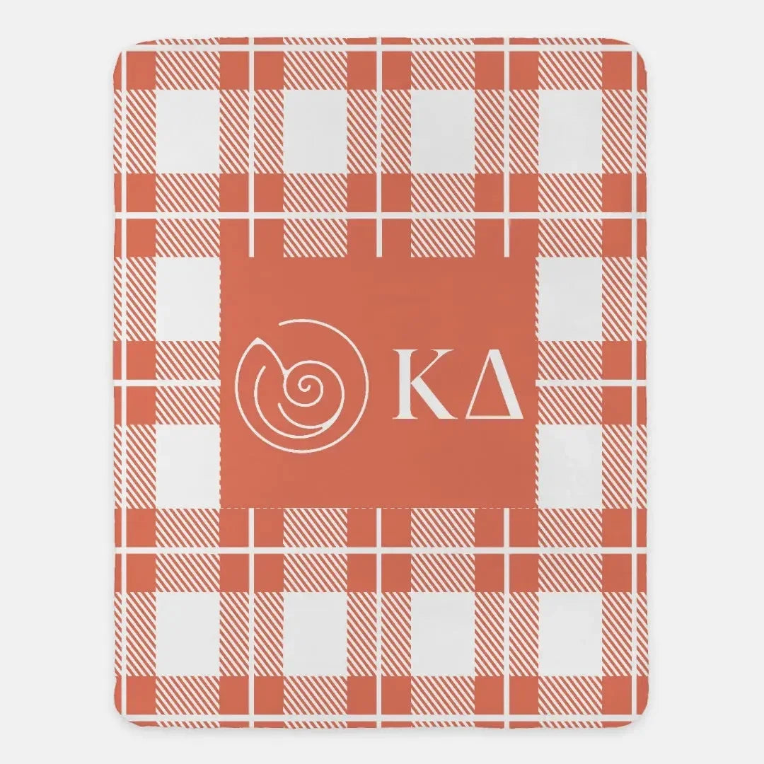 Kappa Delta XL 60x80 Plaid Sherpa Throw Blanket Confident Coral