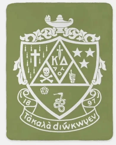 Kappa Delta XL 60x80 Sherpa Throw Blanket - Crest Olive Throw Blankets