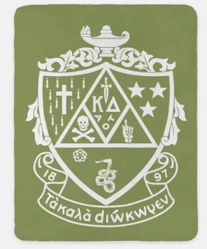 Kappa Delta XL 60x80 Sherpa Throw Blanket - Crest Olive Throw Blankets