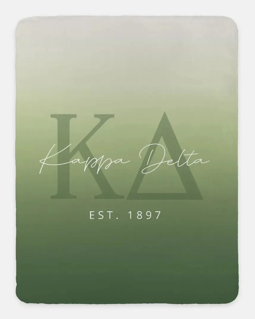 Kappa Delta XL 60x80 Sherpa Throw Blanket - Ombre Olive