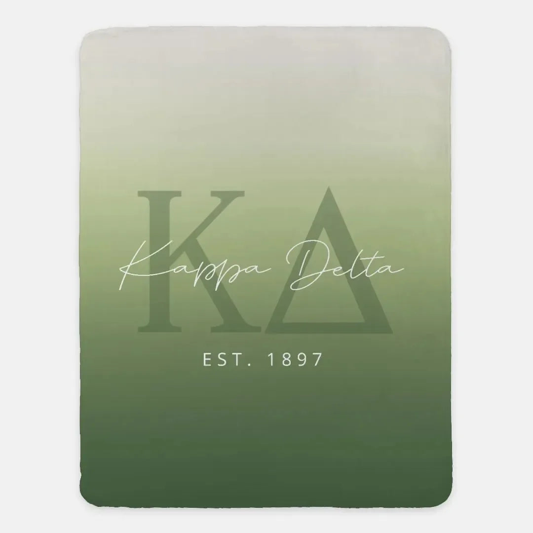 Kappa Delta XL 60x80 Sherpa Throw Blanket - Ombre Olive