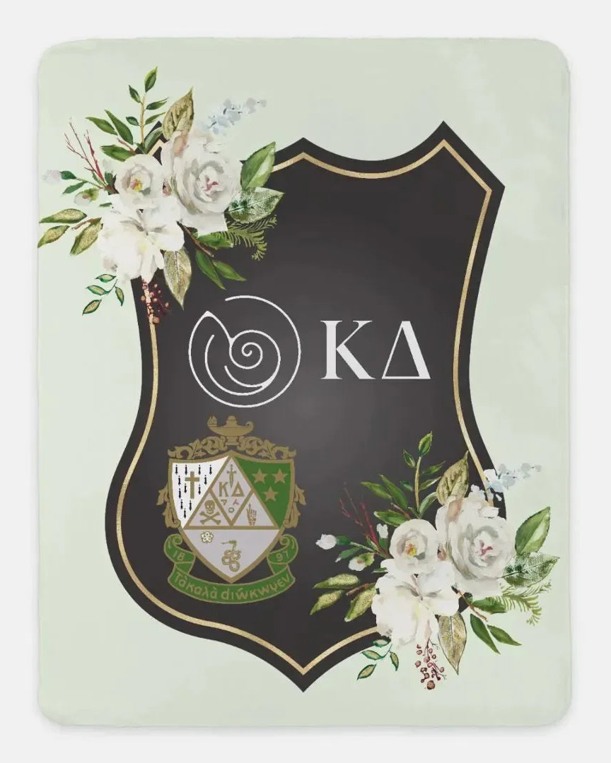 Kappa Delta XL 60x80 Sherpa Throw Blanket - Rose Frame Throw Blankets