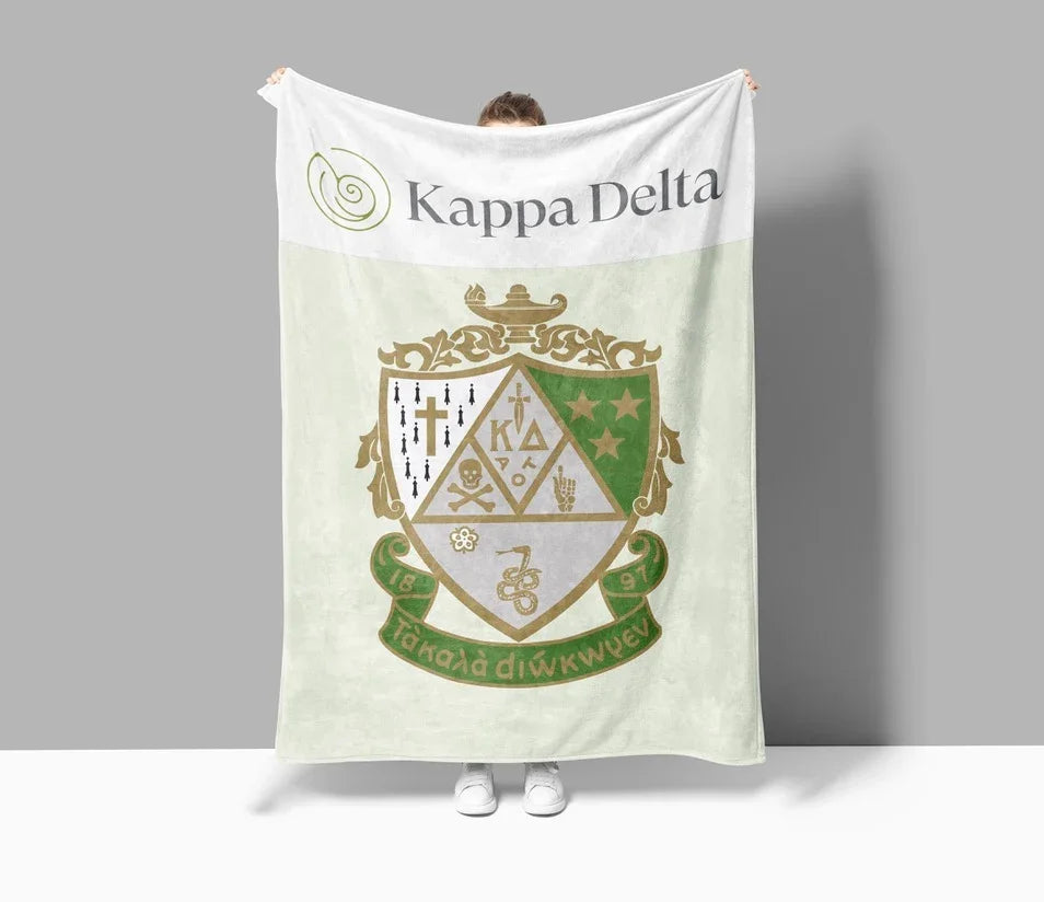 Kappa Delta XL 60x80 Sherpa Throw Blanket - Wide Band Crest