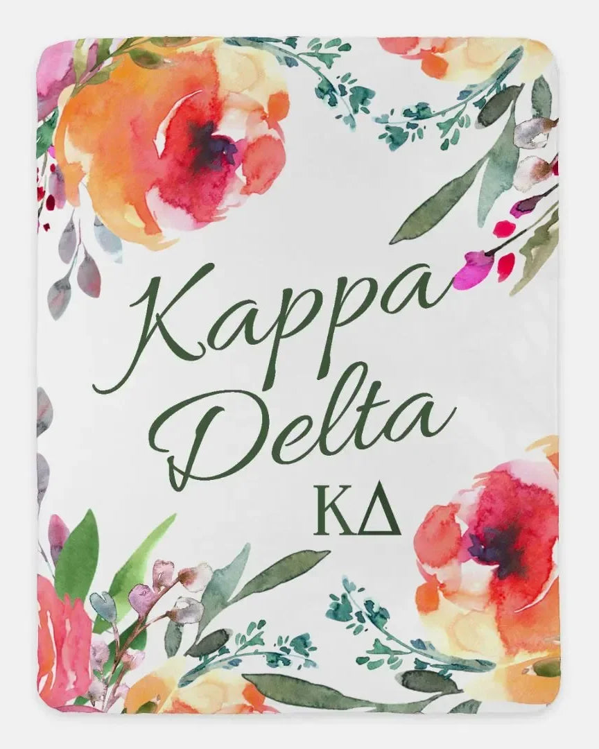 Kappa Delta XL 60x80 Sherpa Throw Floral Blanket Throw Blankets