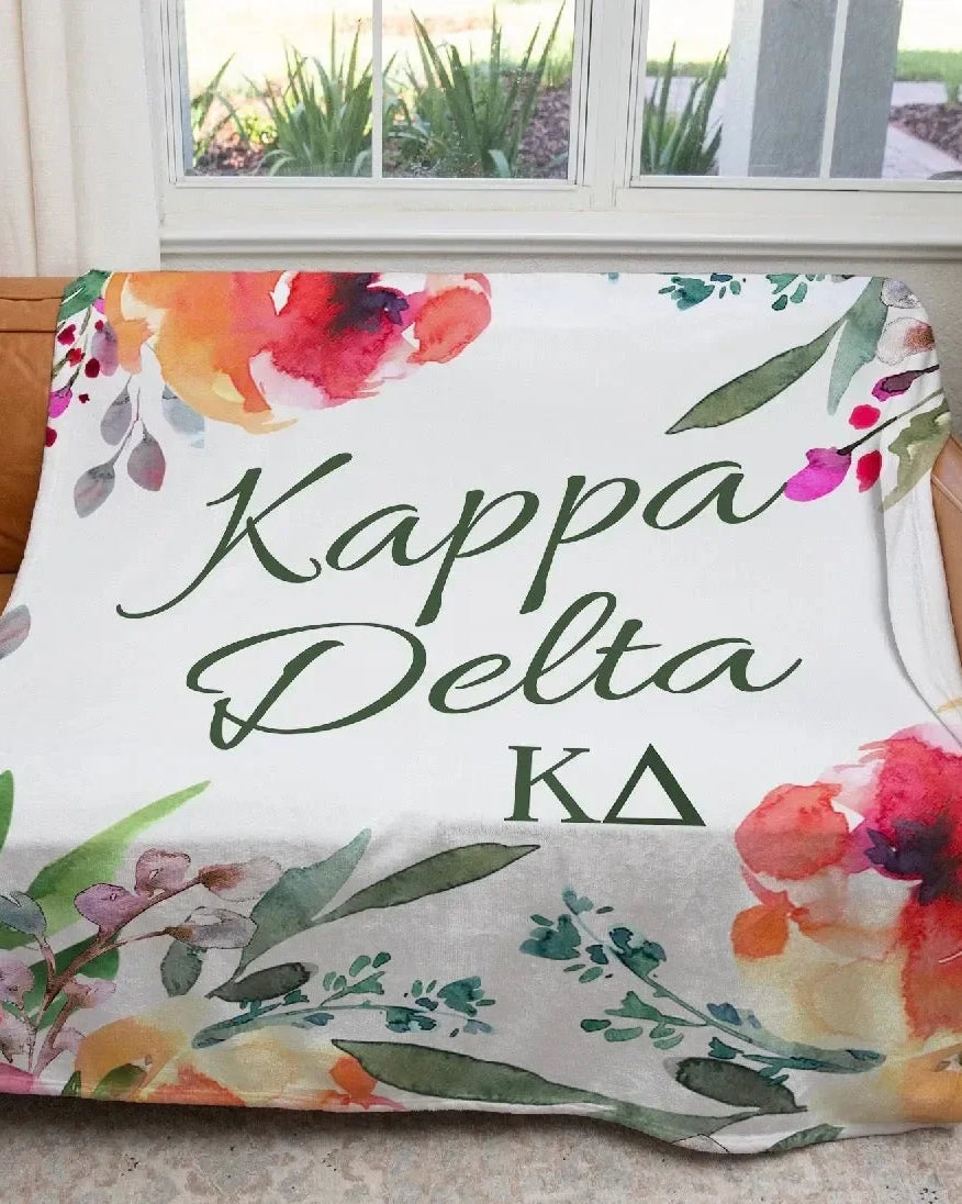 Kappa Delta XL 60x80 Sherpa Throw Floral Blanket Throw Blankets