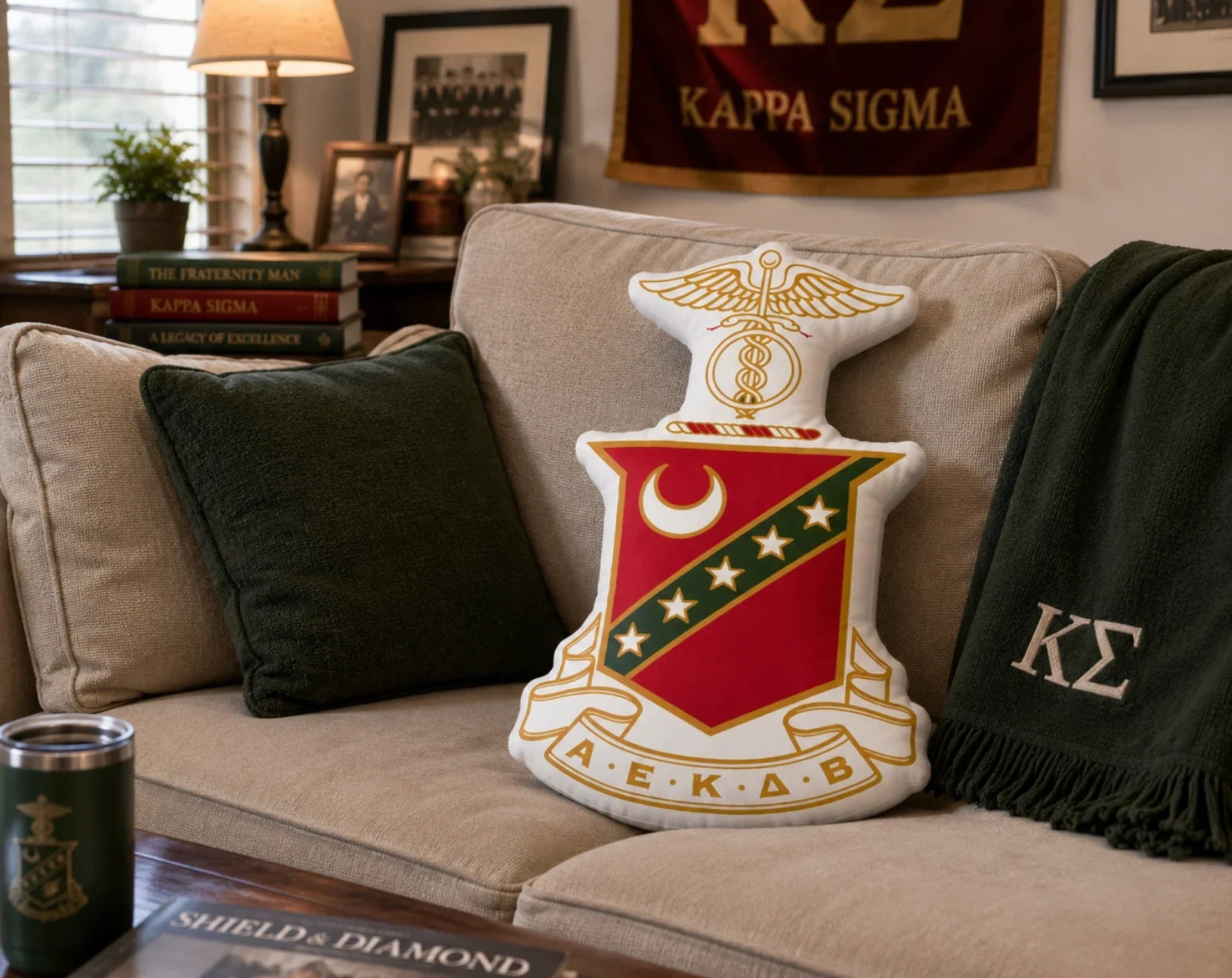 Kappa Sigma Crest Custom-shape Throw Pillow | K-Sig Gifts