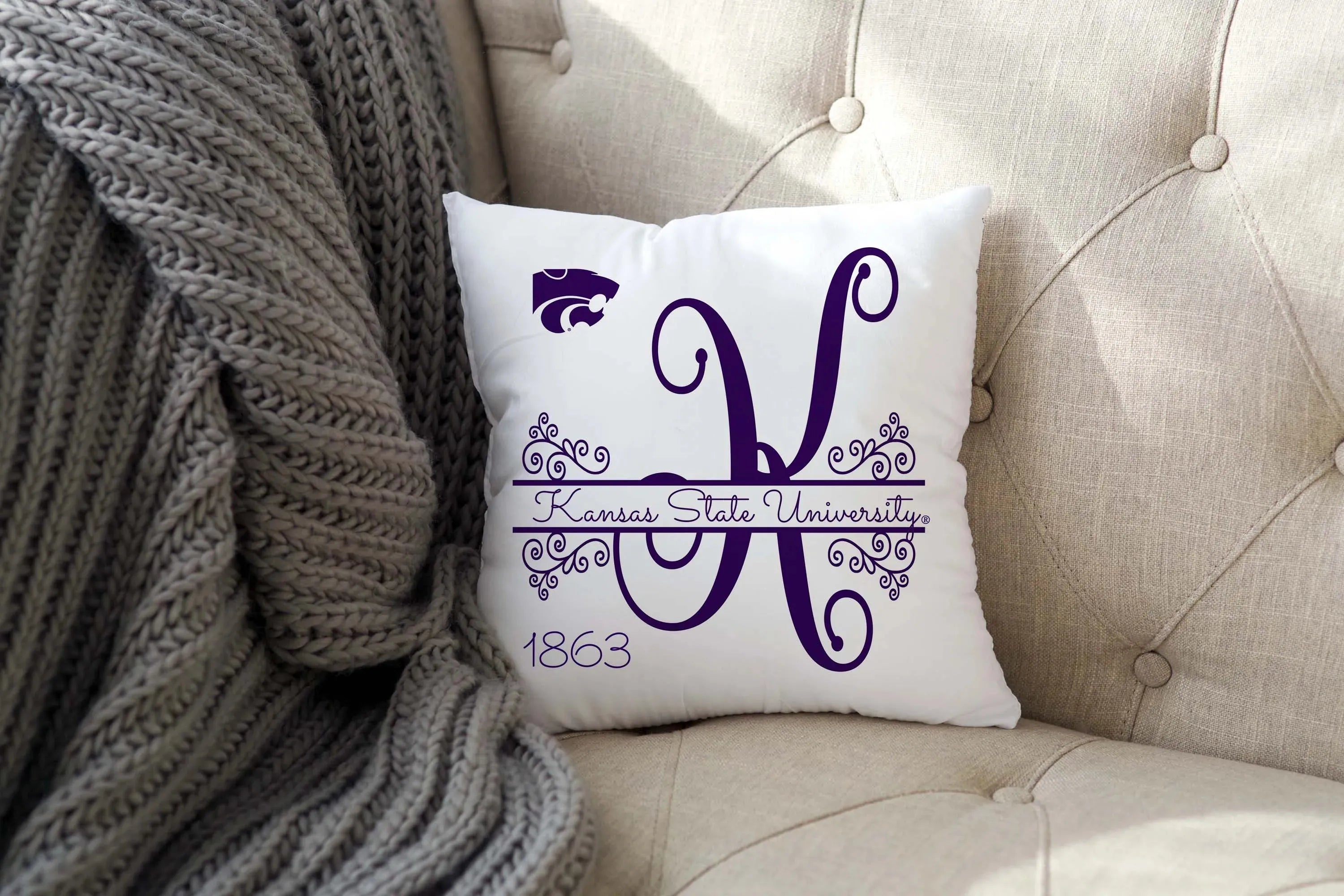 Kansas State University Pillow Cover - Monogram 18" Pillow Covers