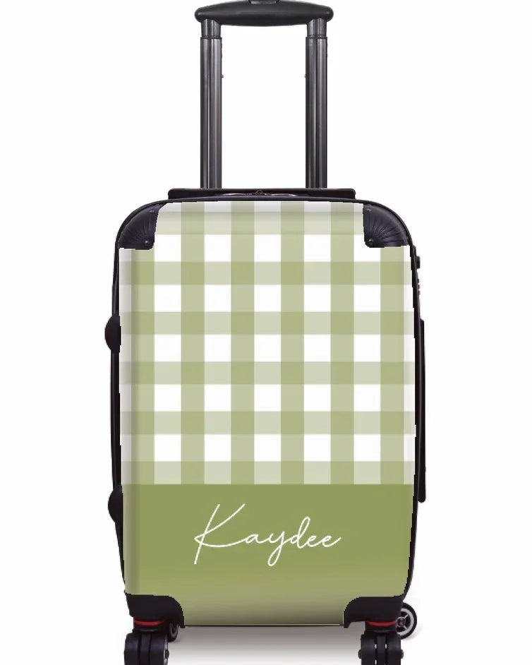 Kaydee Carry-on Suitcase - Gingham Olive