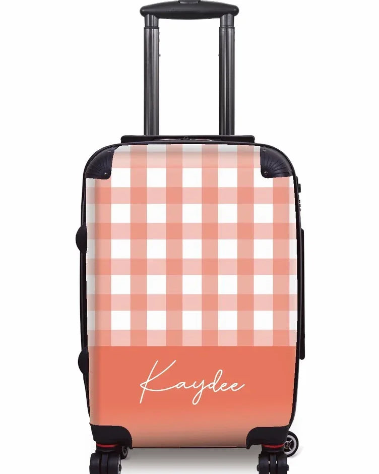 Kaydee Carry-on Suitcase - Gingham Coral