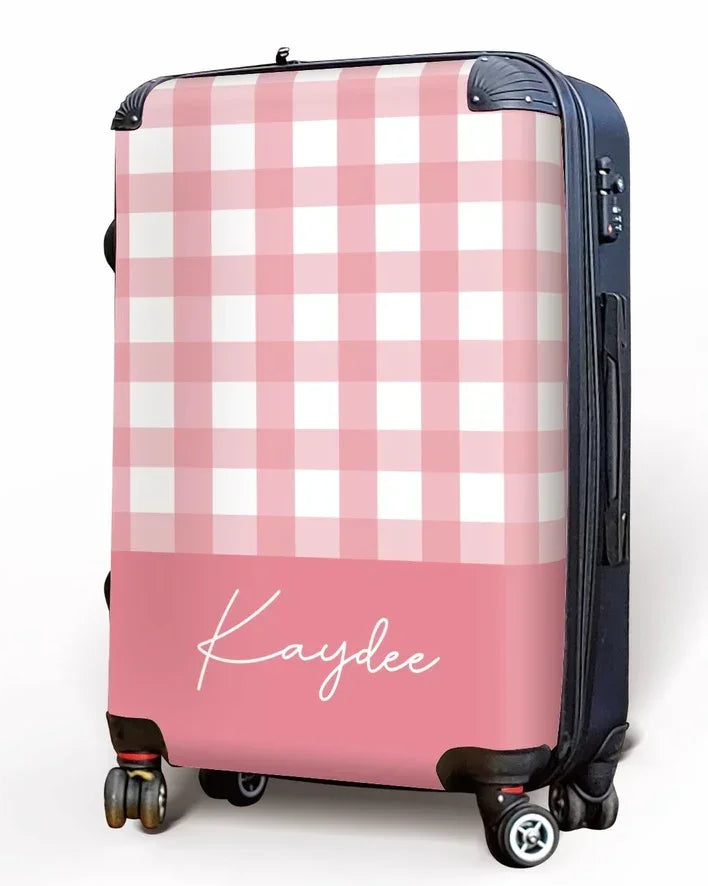 Kaydee Carry-on Suitcase - Gingham Pink Side