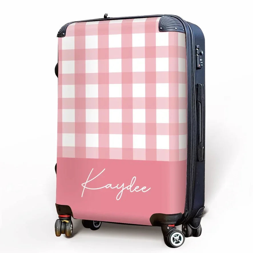 Kaydee Carry-on Suitcase - Gingham Pink Side