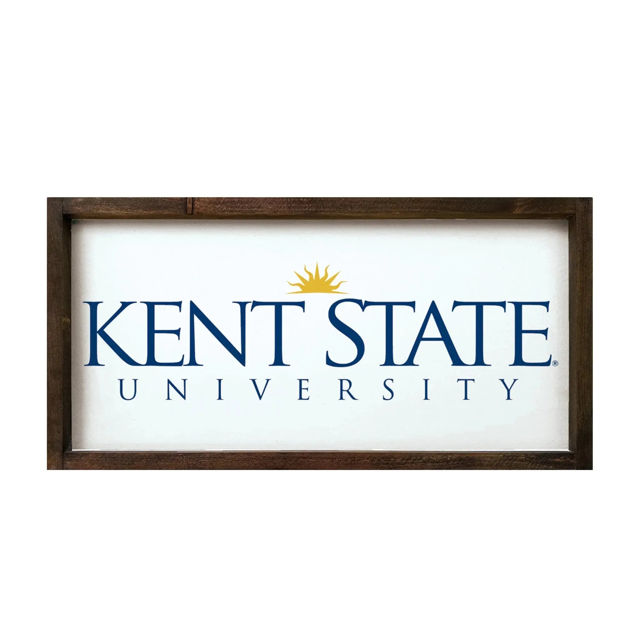 Kent State University Large 12x24 Traditional Wood Framed Sign Walnut Stain Wall Art & Signs