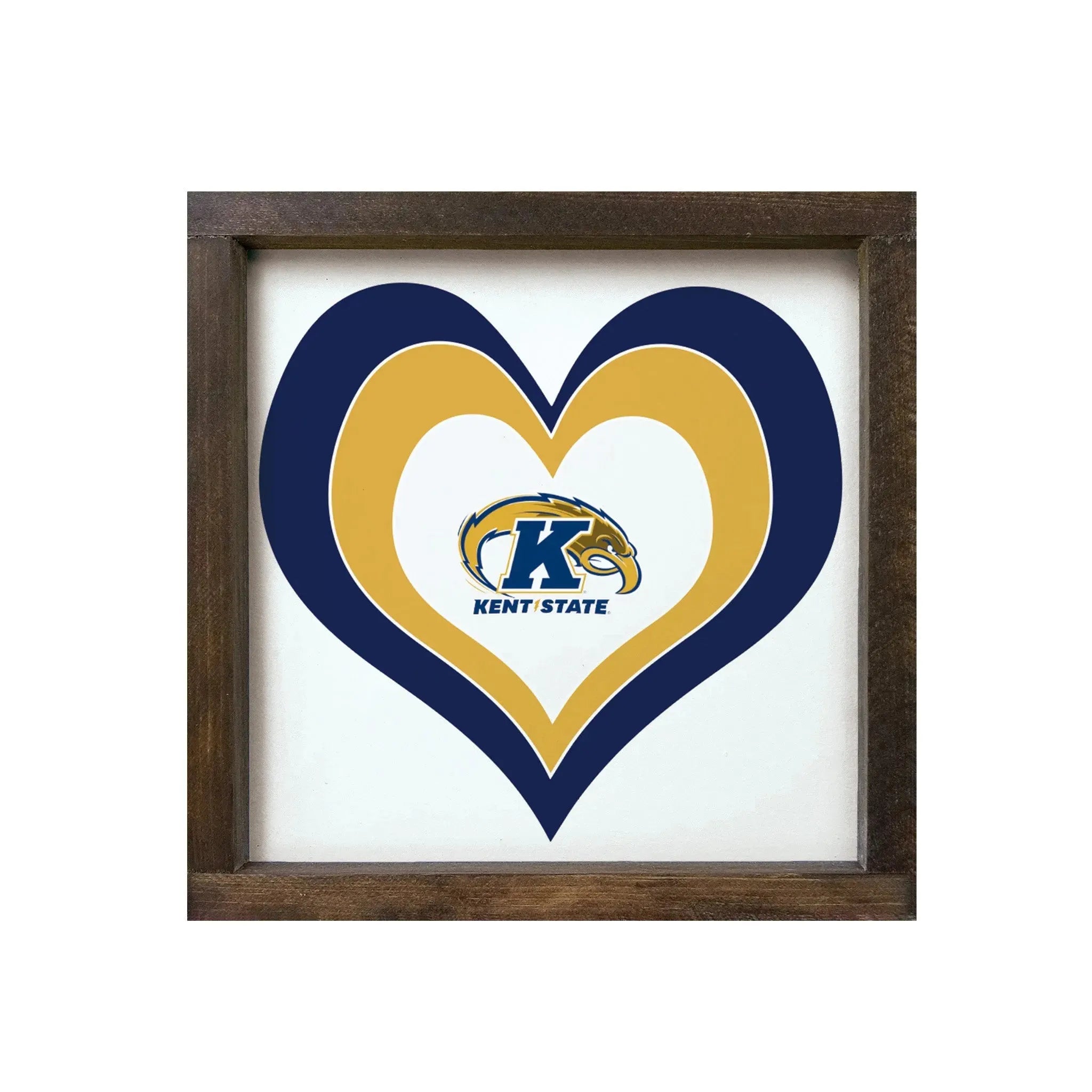 Kent State University 12x12 Wood Framed Sign - Heart Walnut Stain Wall Art & Signs