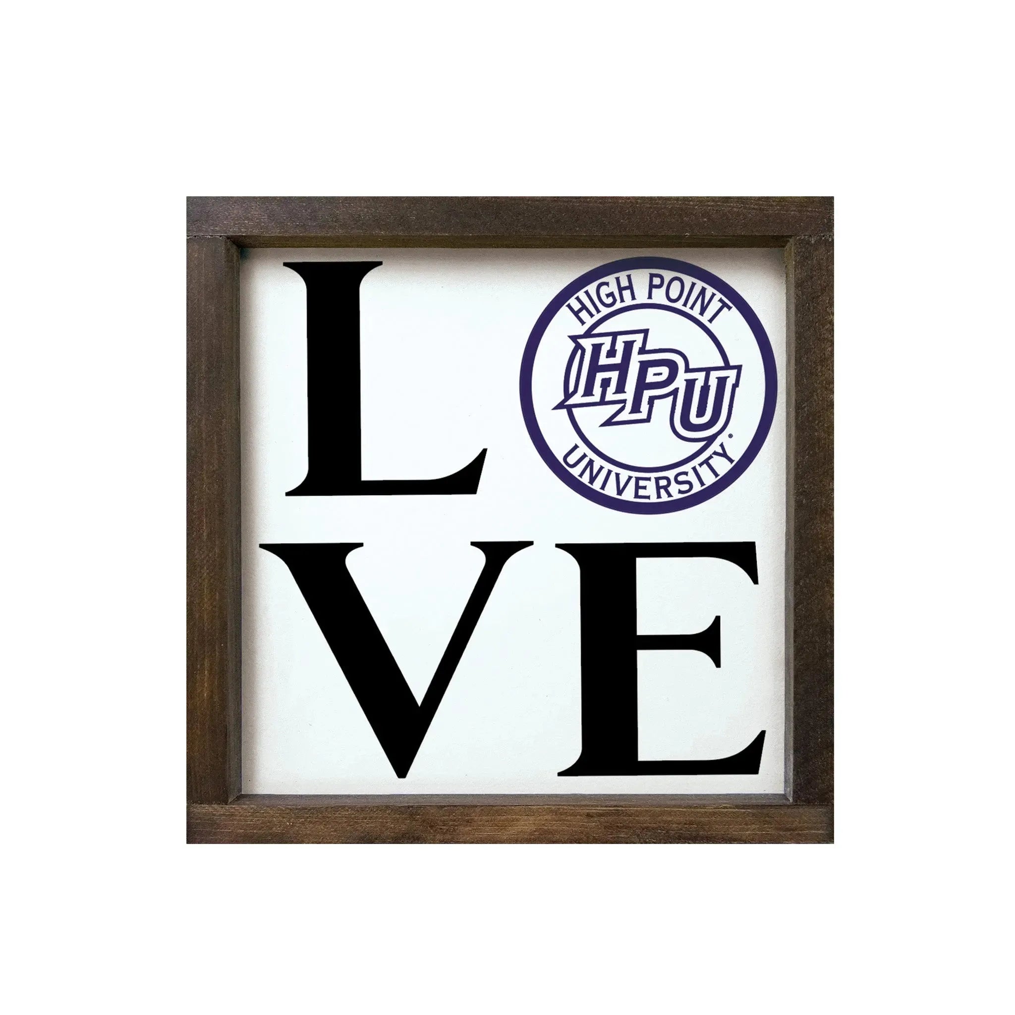 HPU 12x12 Wood Framed Sign - Purple Seal Walnut Stain Wall Art & Signs