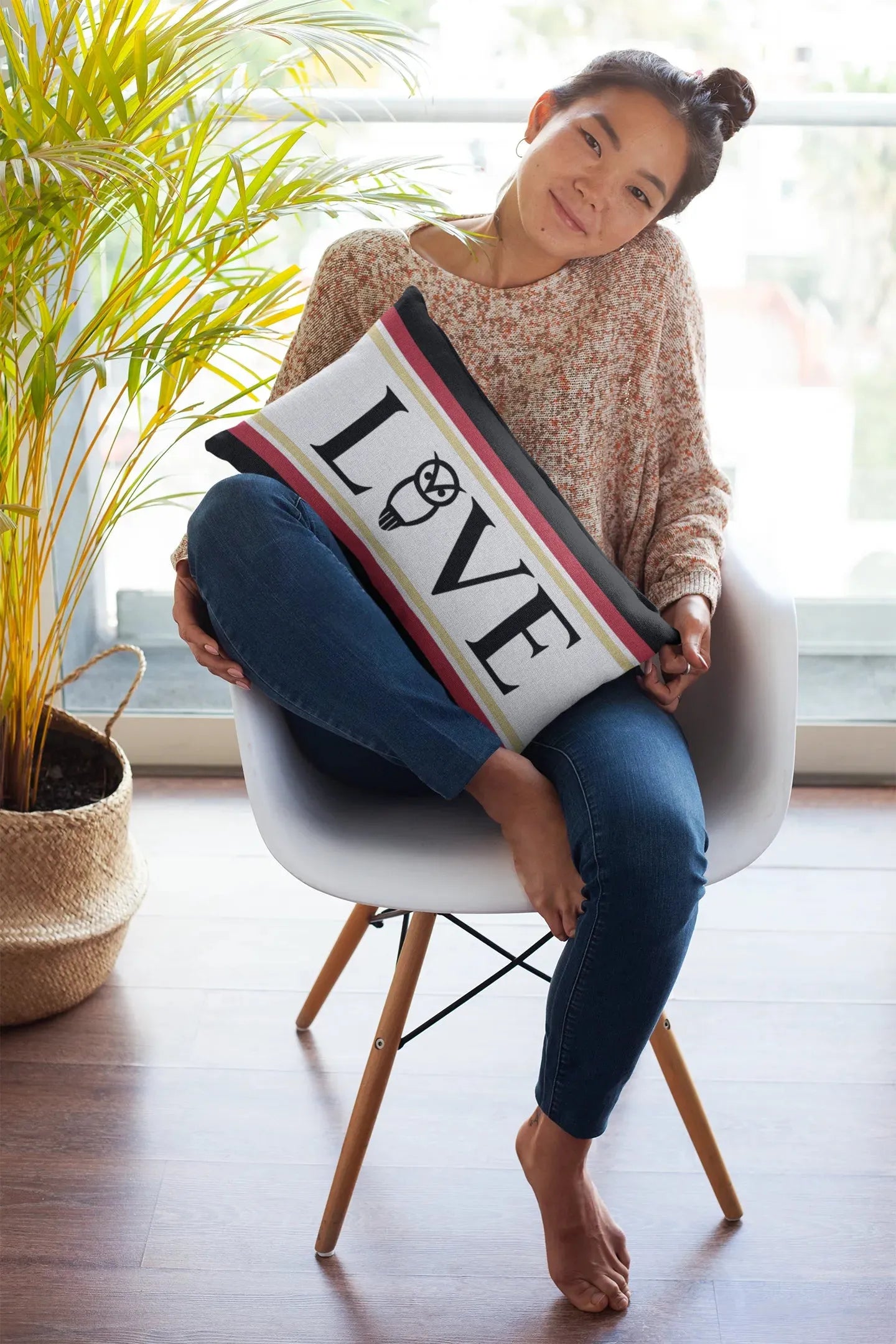 Chi O "LOVE" Lumbar Throw Pillow Cover - Owl Pillow Covers