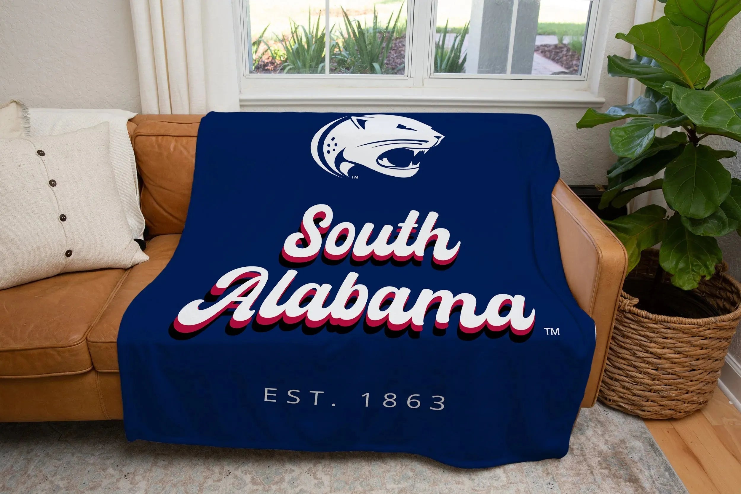 University of South Alabama XL 60x80 Retro Sherpa Blanket Throw Blankets