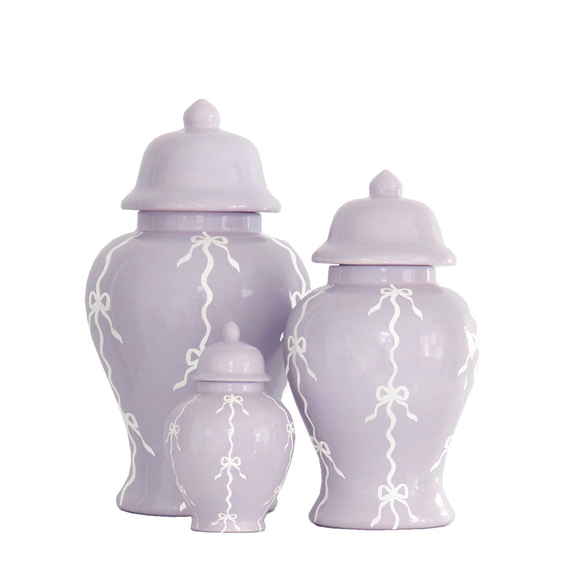 Bow Stripe Ginger Jars in Light Lavender | Grandmilennial Dorm Decor