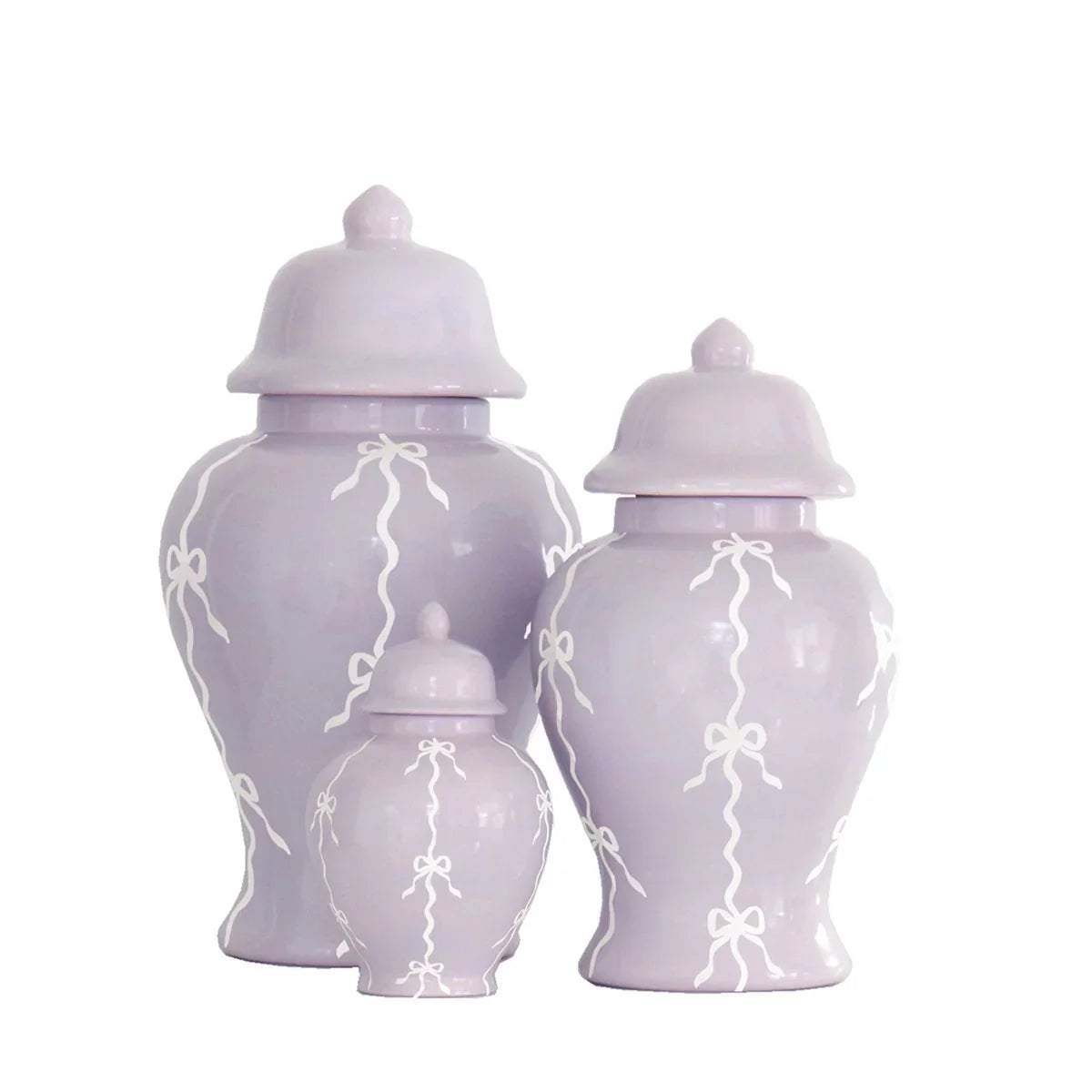 Bow Stripe Ginger Jars in Light Lavender | Grandmilennial Dorm Decor