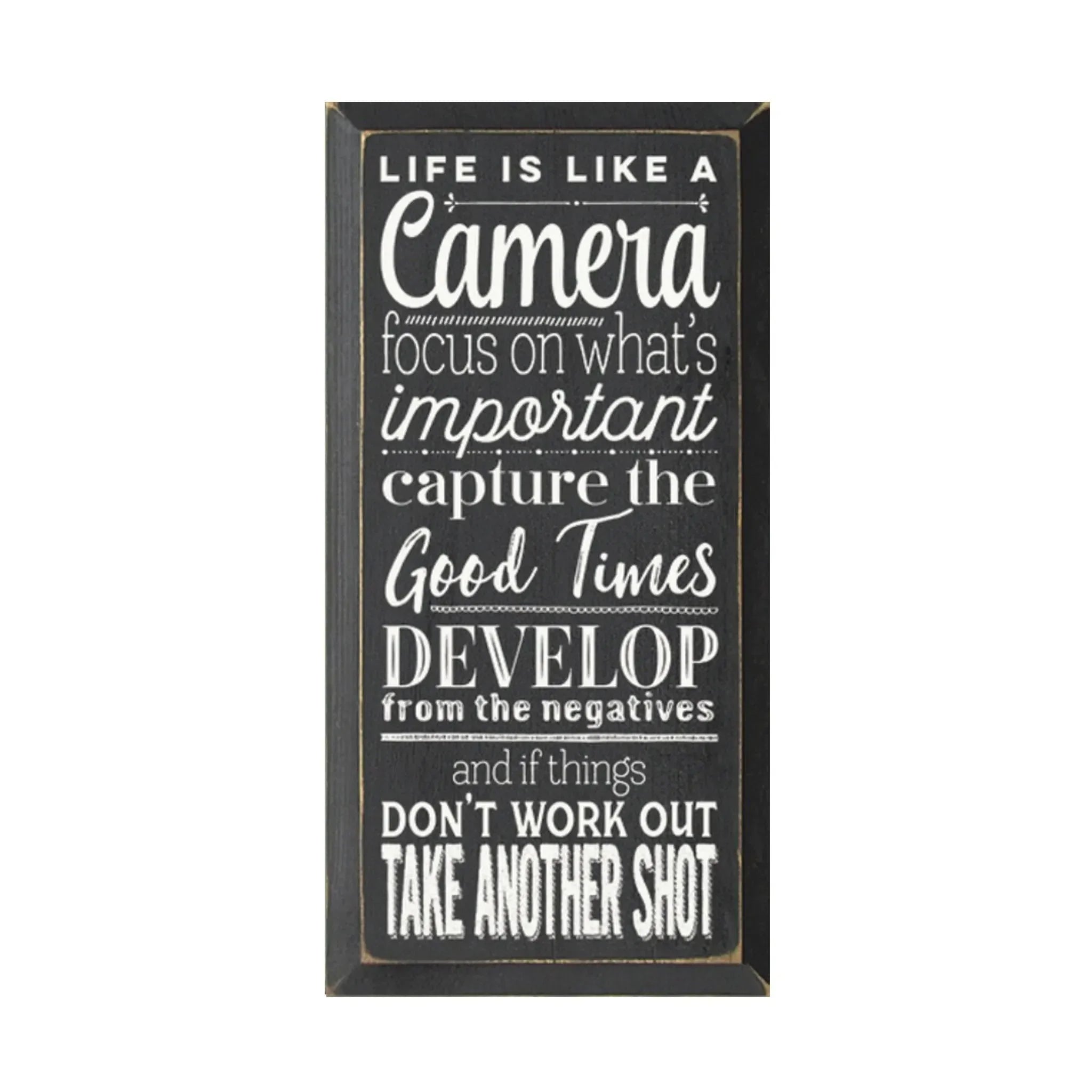 Life is Like a Camera Wood Sign - 9"x18" Wall Art & Signs