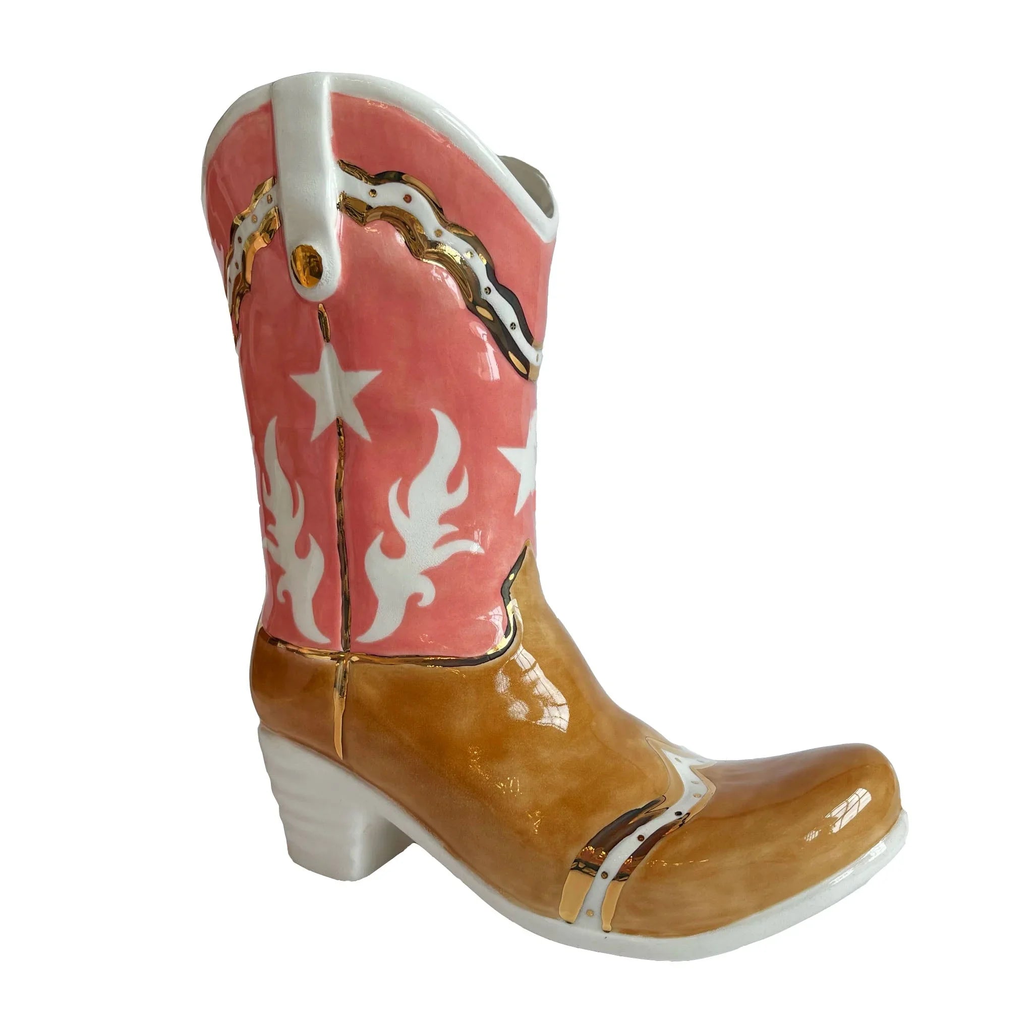 Western Cowboy Boot Vase - Two Tone | Dorm Decor | Accessories