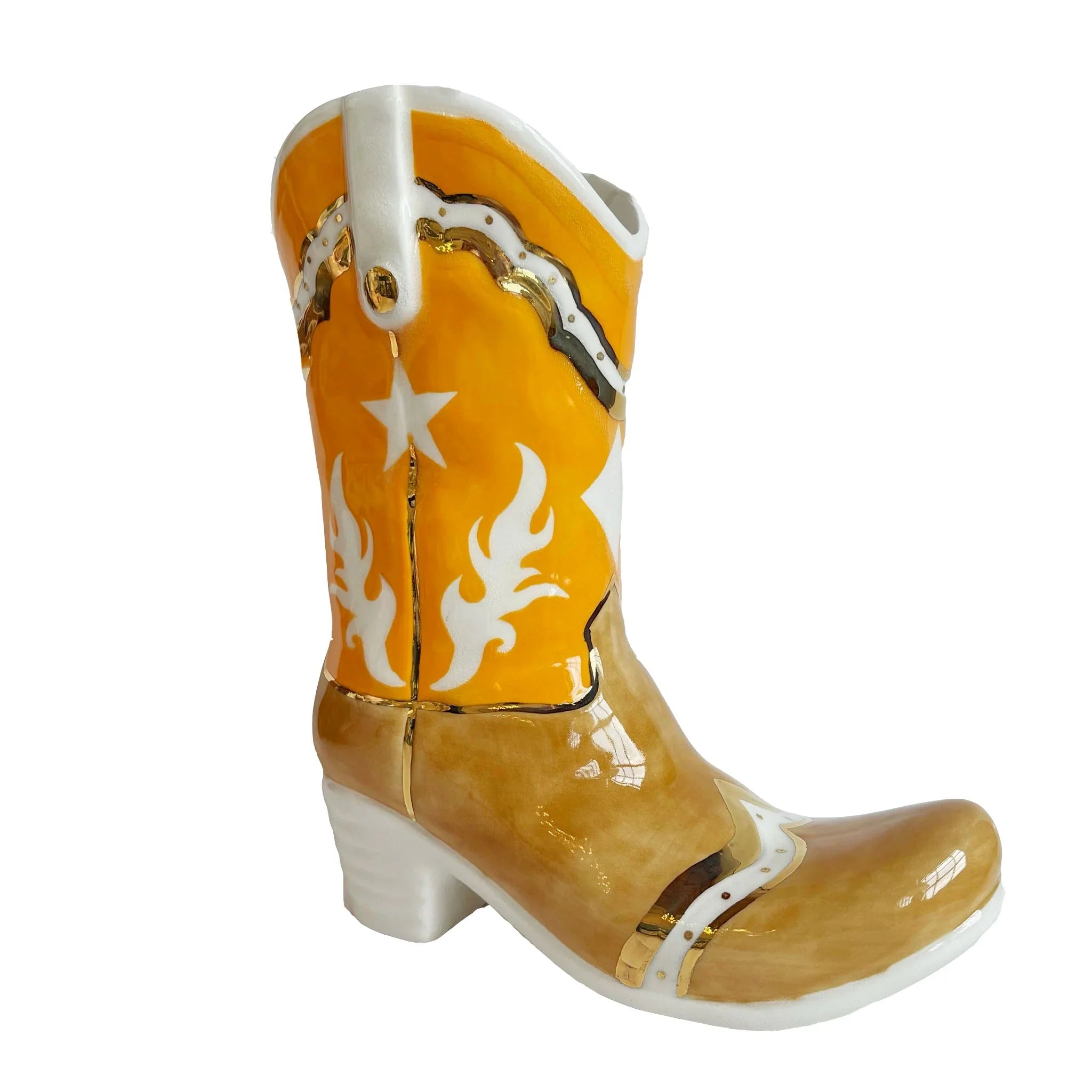 Western Cowboy Boot Vase - Two Tone | Dorm Decor | Accessories