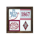 Pi Beta Phi 12x12 Wood Framed Sign -Classic Color Block Walnut Stain Wall Art & Signs