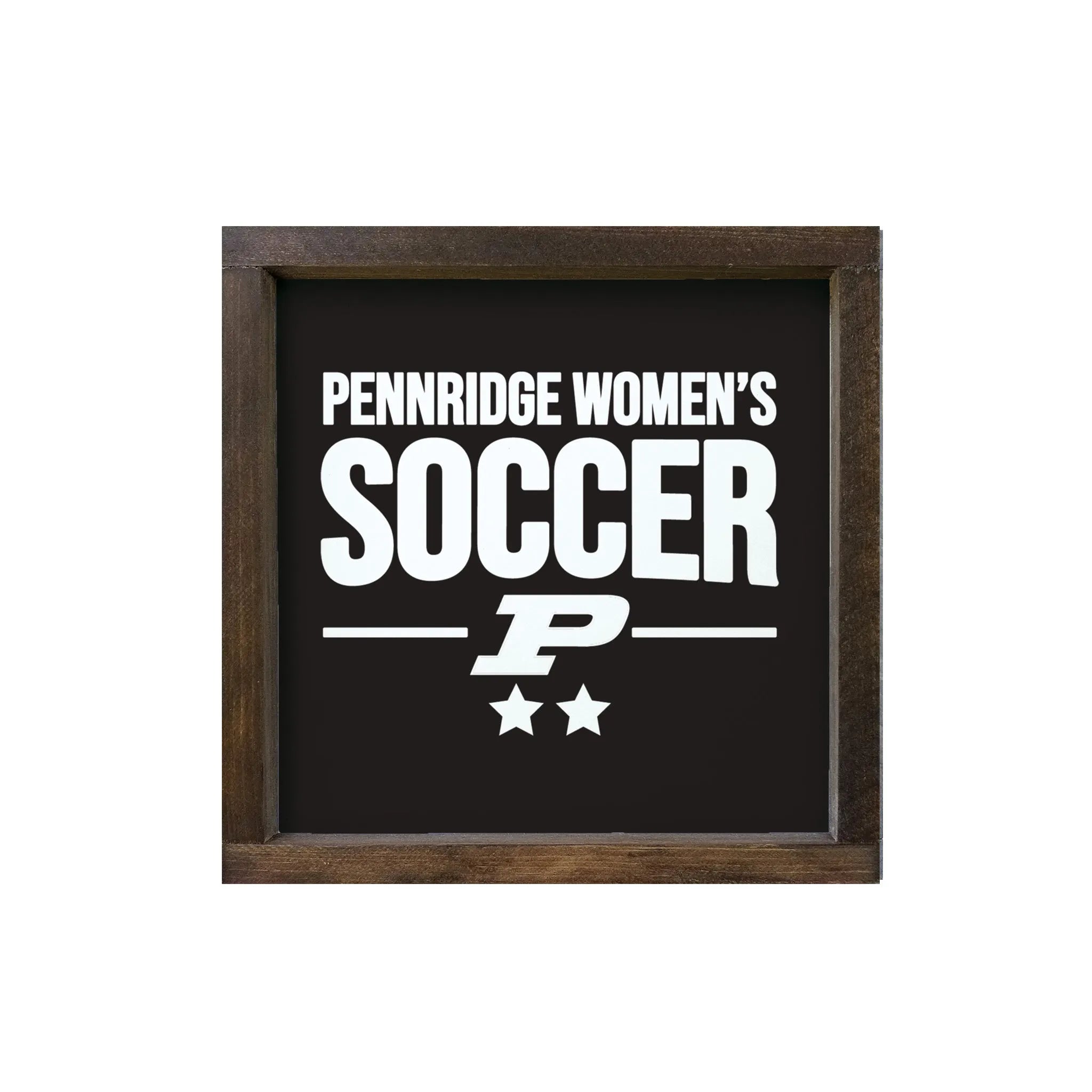 Pennridge Women's Soccer 12x12 Traditional Wood Framed Sign Black Walnut Stain Wall Art & Signs
