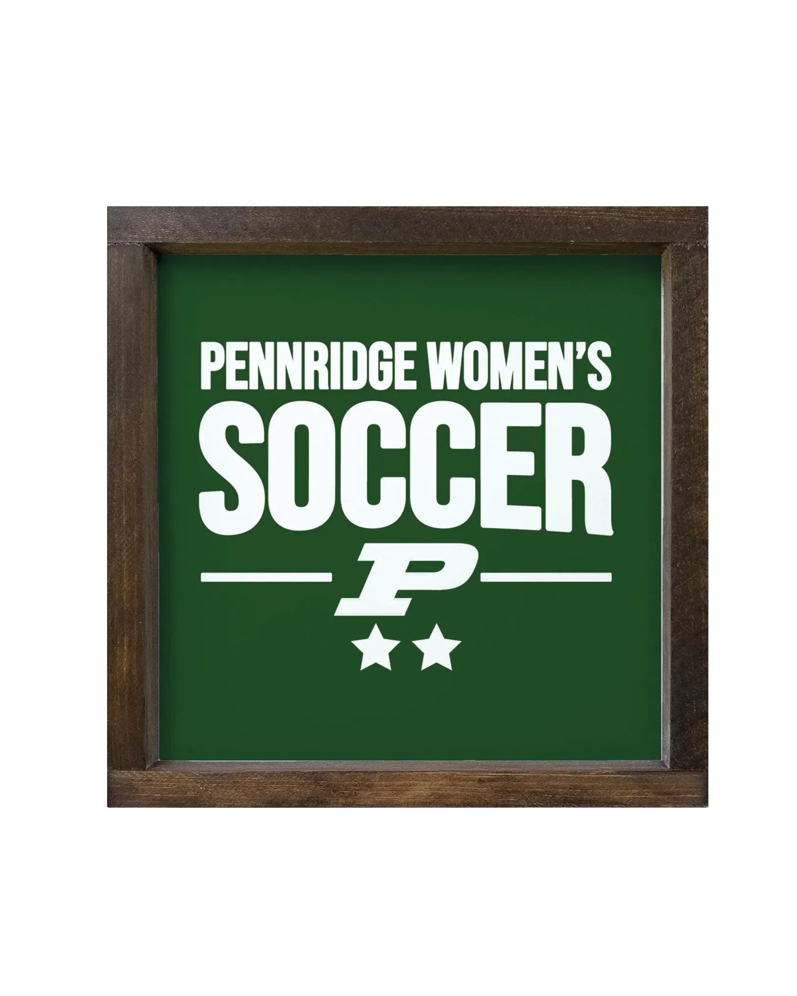 Pennridge Women's Soccer 12x12 Traditional Wood Framed Sign Green Walnut Stain Wall Art & Signs