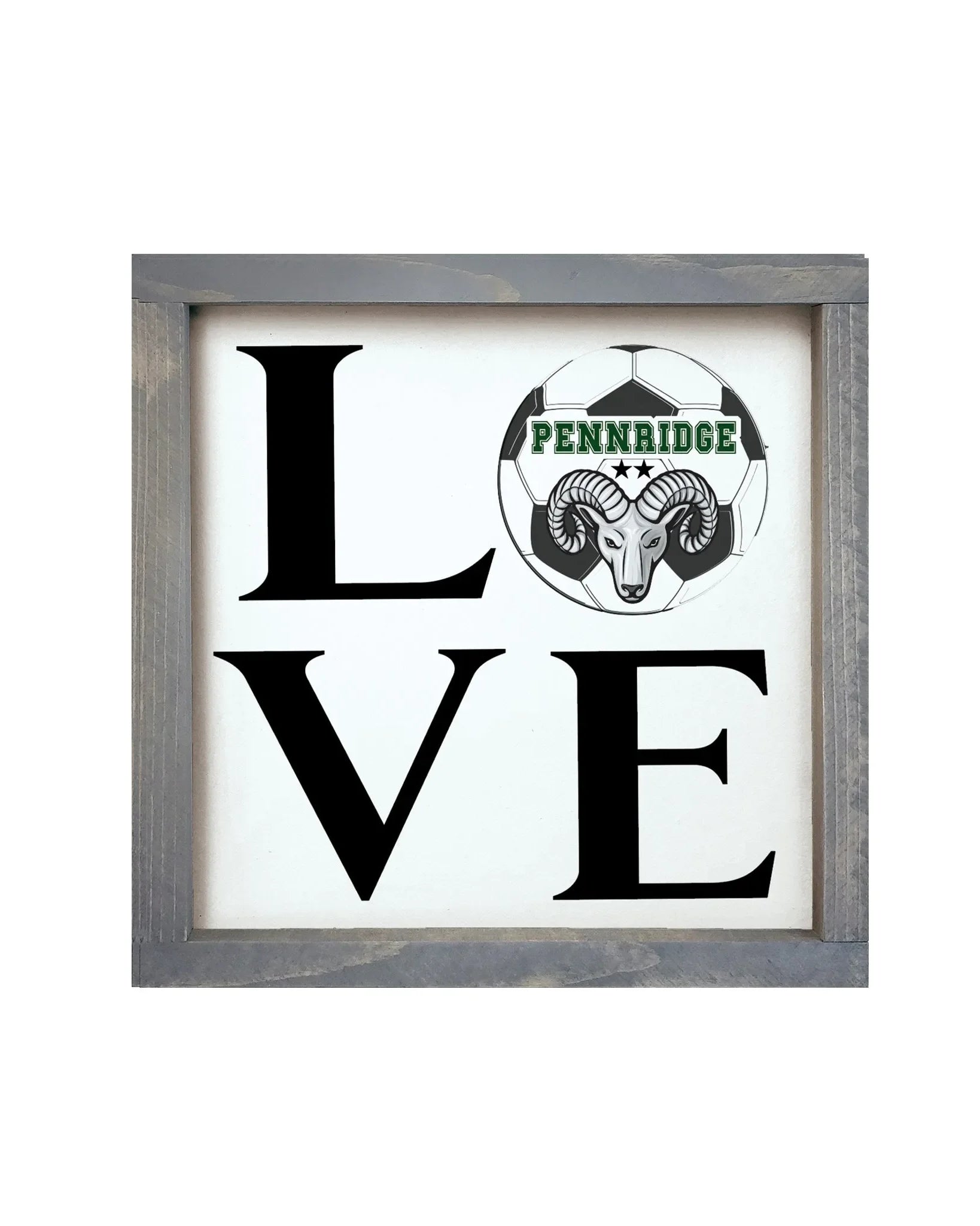 Pennridge Women's Soccer 12x12 LOVE Wood Framed Sign Weathered Gray Wall Art & Signs