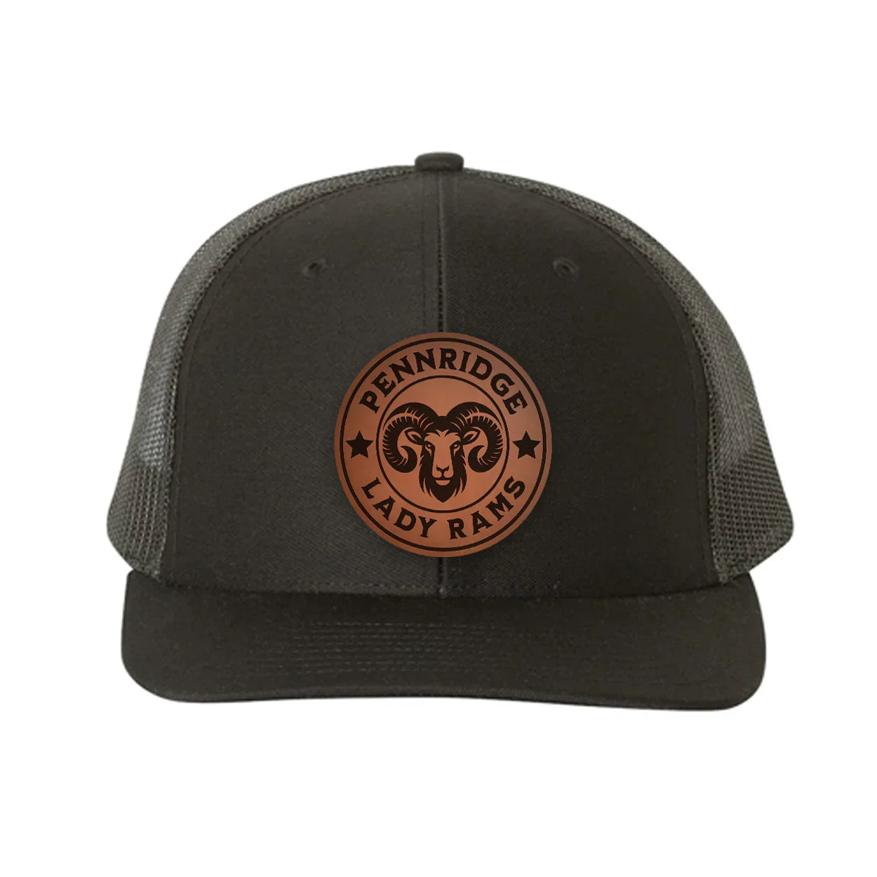 Pennridge Lady Rams Richardson 112 Leatherette Patch Trucker Hat Black Black Trucker Hat