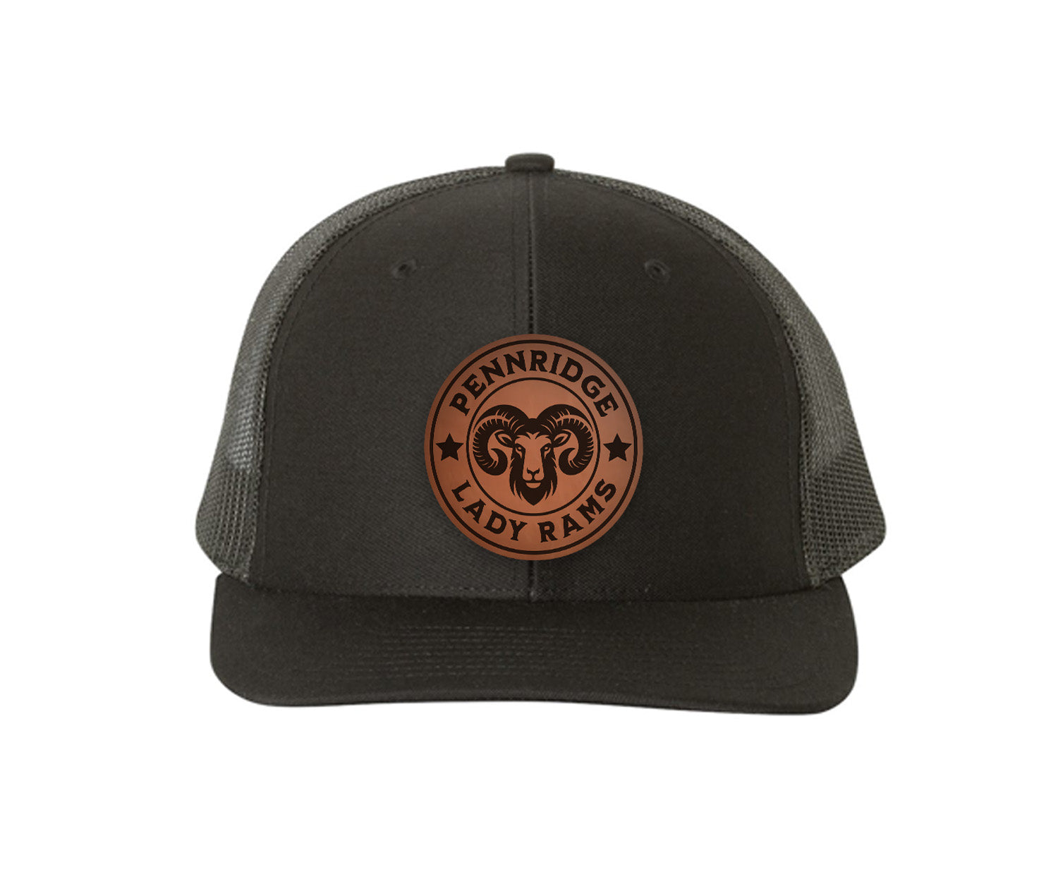 Pennridge Lady Rams Richardson 112 Leatherette Patch Trucker Hat Black Black Trucker Hat
