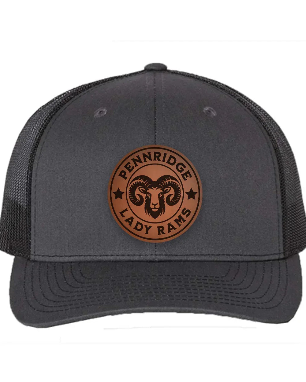 Pennridge Lady Rams Richardson 112 Leatherette Patch Trucker Hat Charcoal Black Trucker Hat