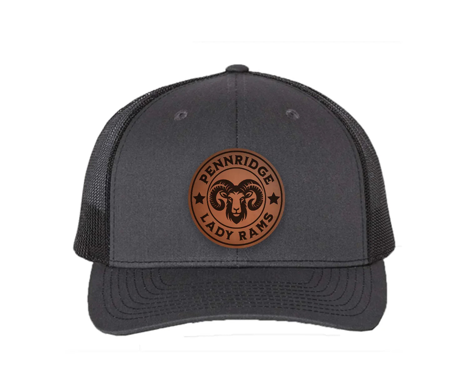 Pennridge Lady Rams Richardson 112 Leatherette Patch Trucker Hat Charcoal Black Trucker Hat