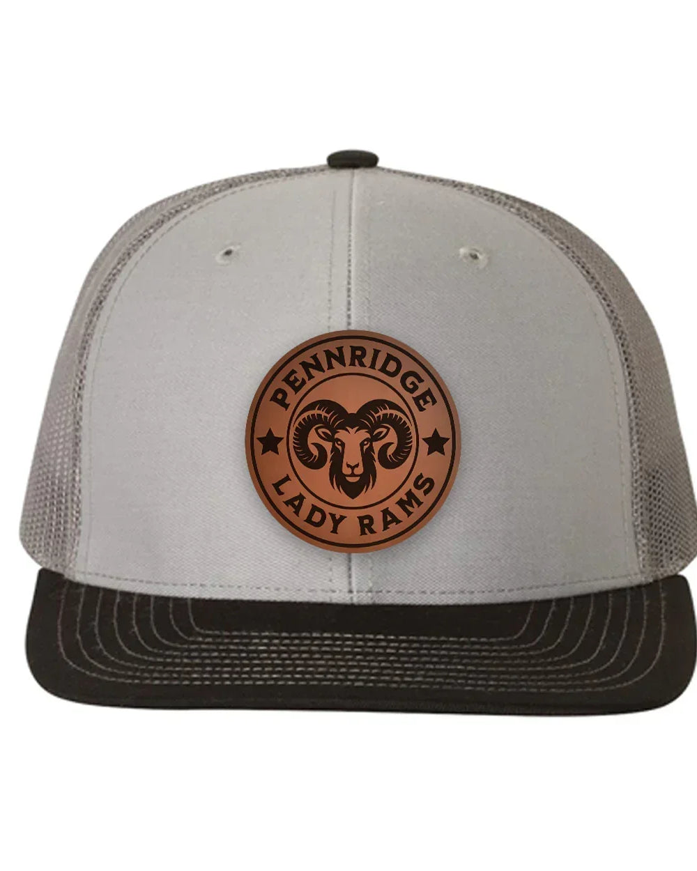 Pennridge Lady Rams Richardson 112 Leatherette Patch Trucker Hat Gray Charcoal Black Trucker Hat