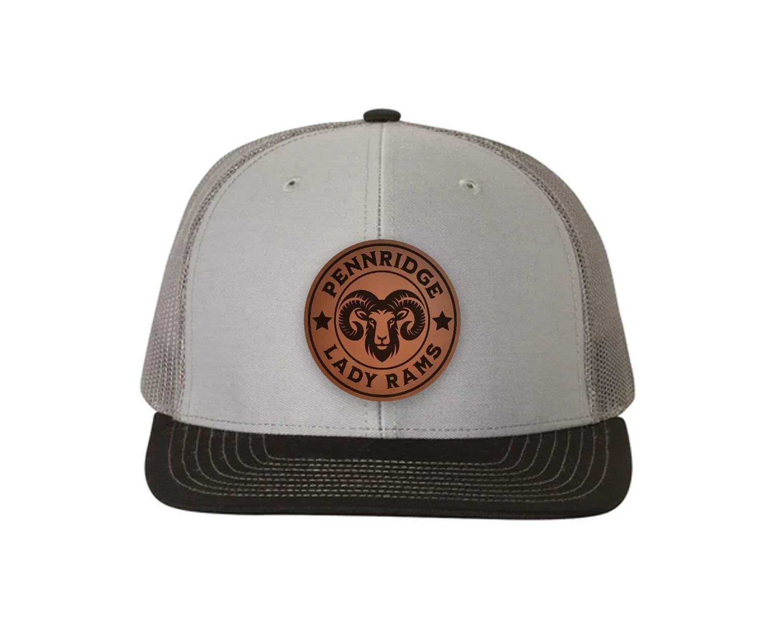 Pennridge Lady Rams Richardson 112 Leatherette Patch Trucker Hat Gray Charcoal Black Trucker Hat