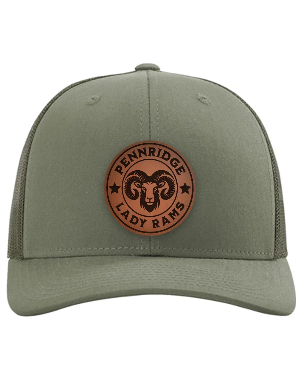 Pennridge Lady Rams Richardson 112 Leatherette Patch Trucker Hat Loden Trucker Hat