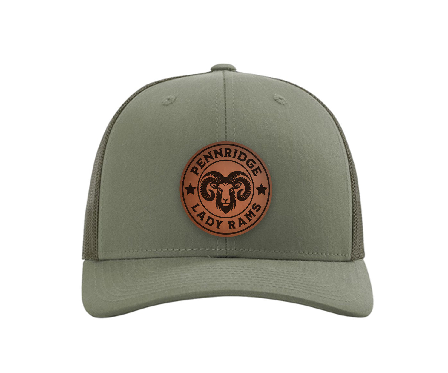 Pennridge Lady Rams Richardson 112 Leatherette Patch Trucker Hat Loden Trucker Hat