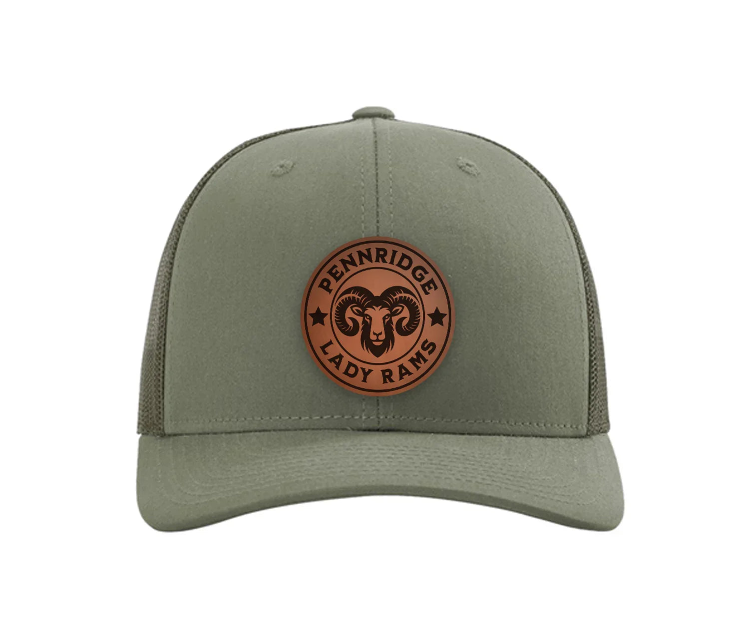 Pennridge Lady Rams Richardson 112 Leatherette Patch Trucker Hat Loden Trucker Hat