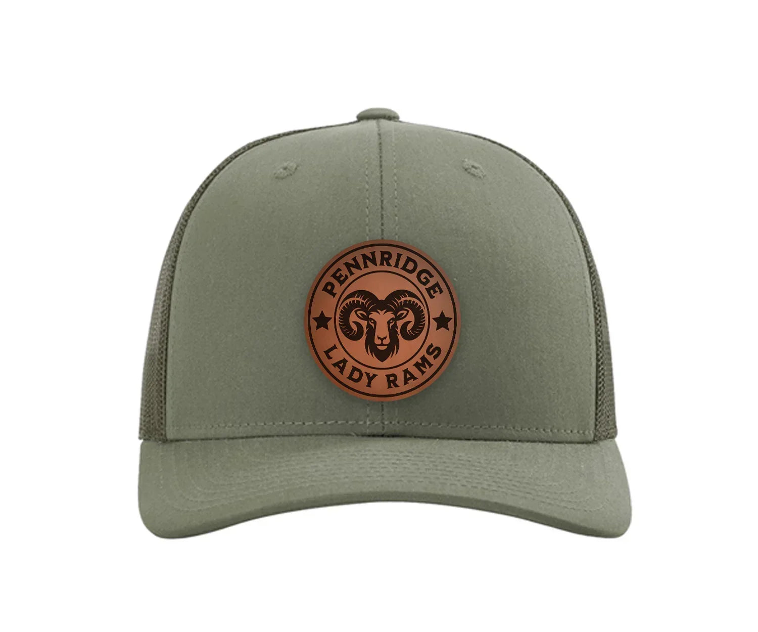 Pennridge Lady Rams Richardson 112 Leatherette Patch Trucker Hat Loden Trucker Hat