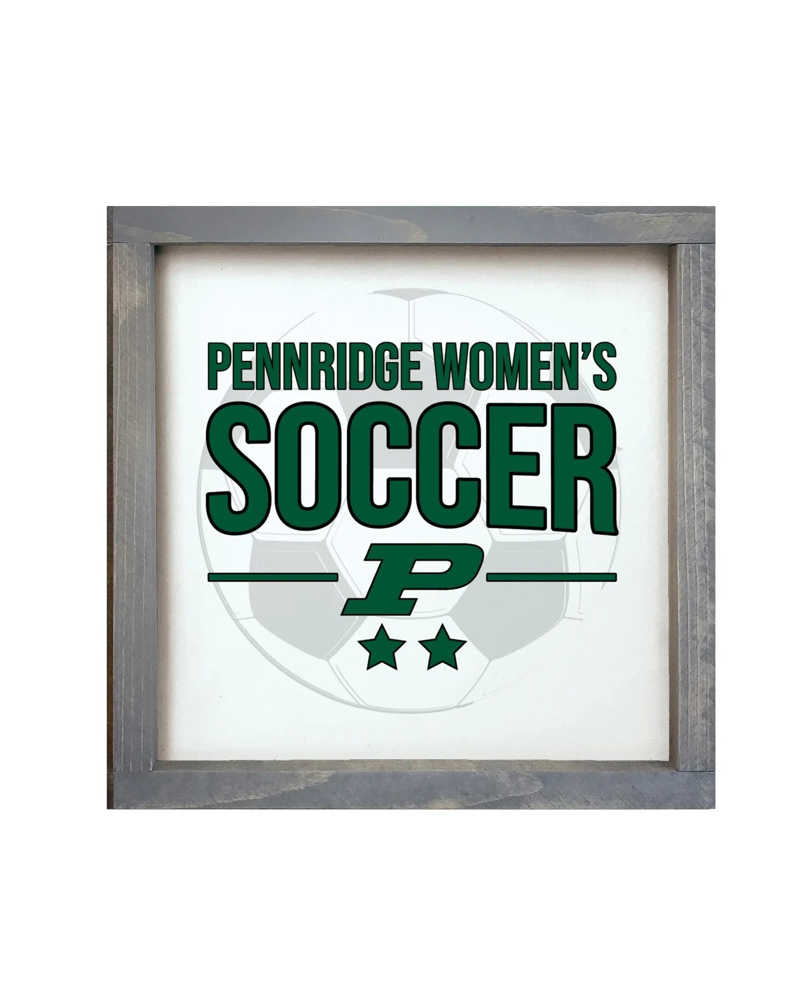 Pennridge Women's Soccer 12x12 Wood Framed Sign - Soccer Ball Weathered Gray Wall Art & Signs
