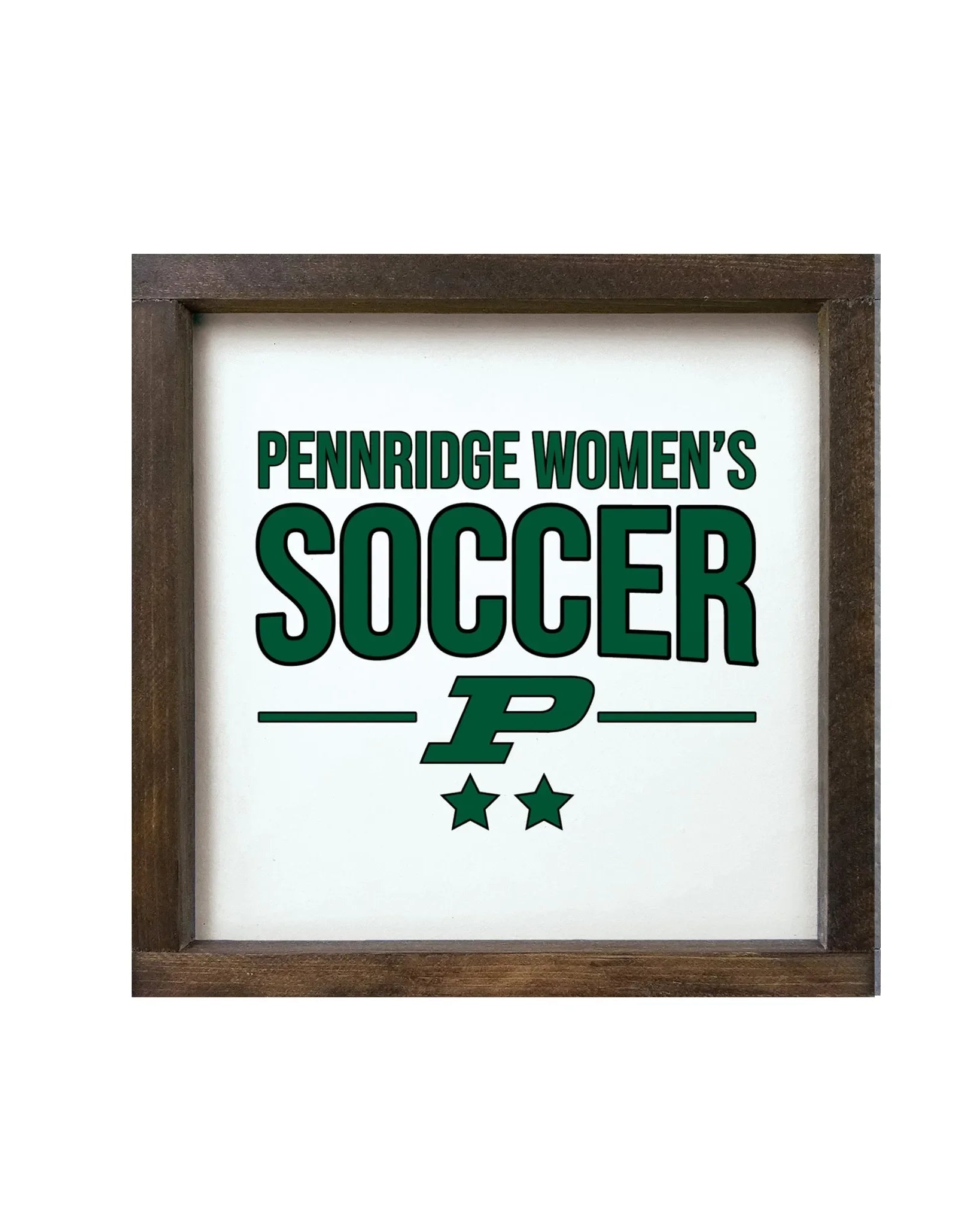 Pennridge Women's Soccer 12x12 Traditional Wood Framed Sign White Walnut Stain Wall Art & Signs