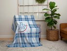 Pi Beta Phi XL 60x80 Sherpa Blanket - Blue Plaid Throw Blankets