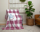 Pi Beta Phi XL 60x80 Sherpa Throw Blanket - Wine Plaid Throw Blankets