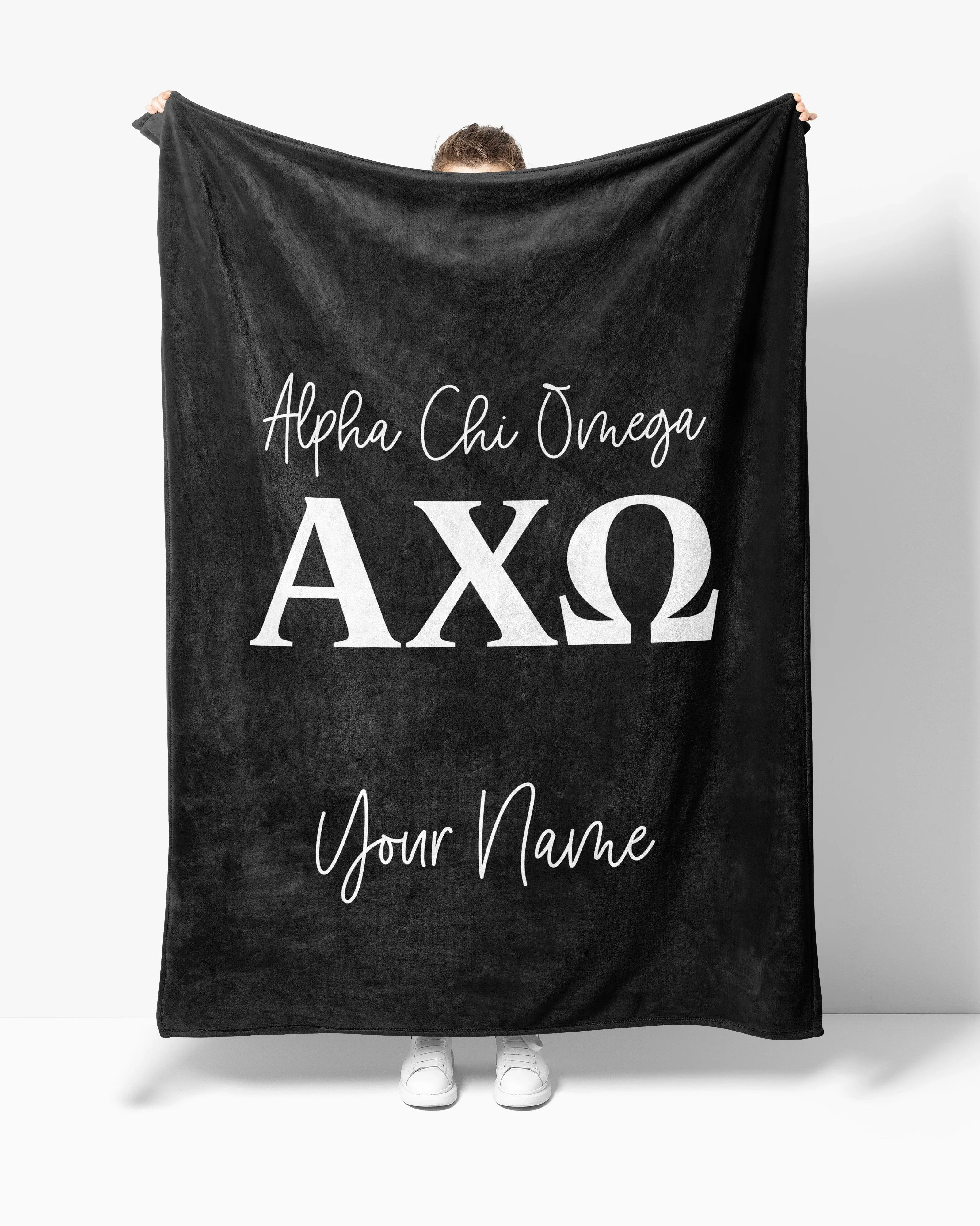 Personalized Alpha Chi Omega XL 60x80 Sherpa Blanket | AXO Gifts