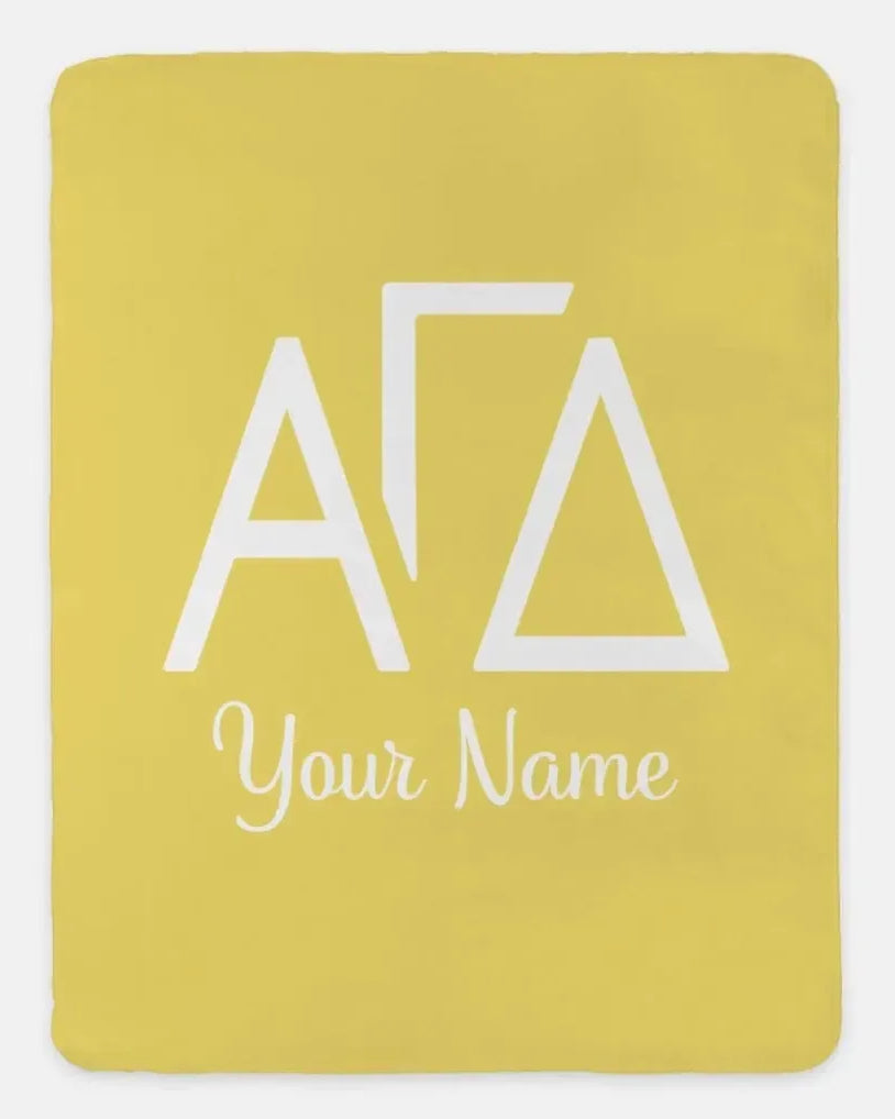 Personalized Alpha Gamma Delta XL 60x80 Sherpa Throw Blanket - Greek Letters Buff